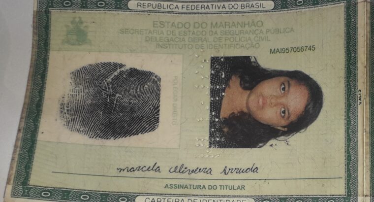 RG e carteirinha perdidos: Marcela Oliveira Arruda
